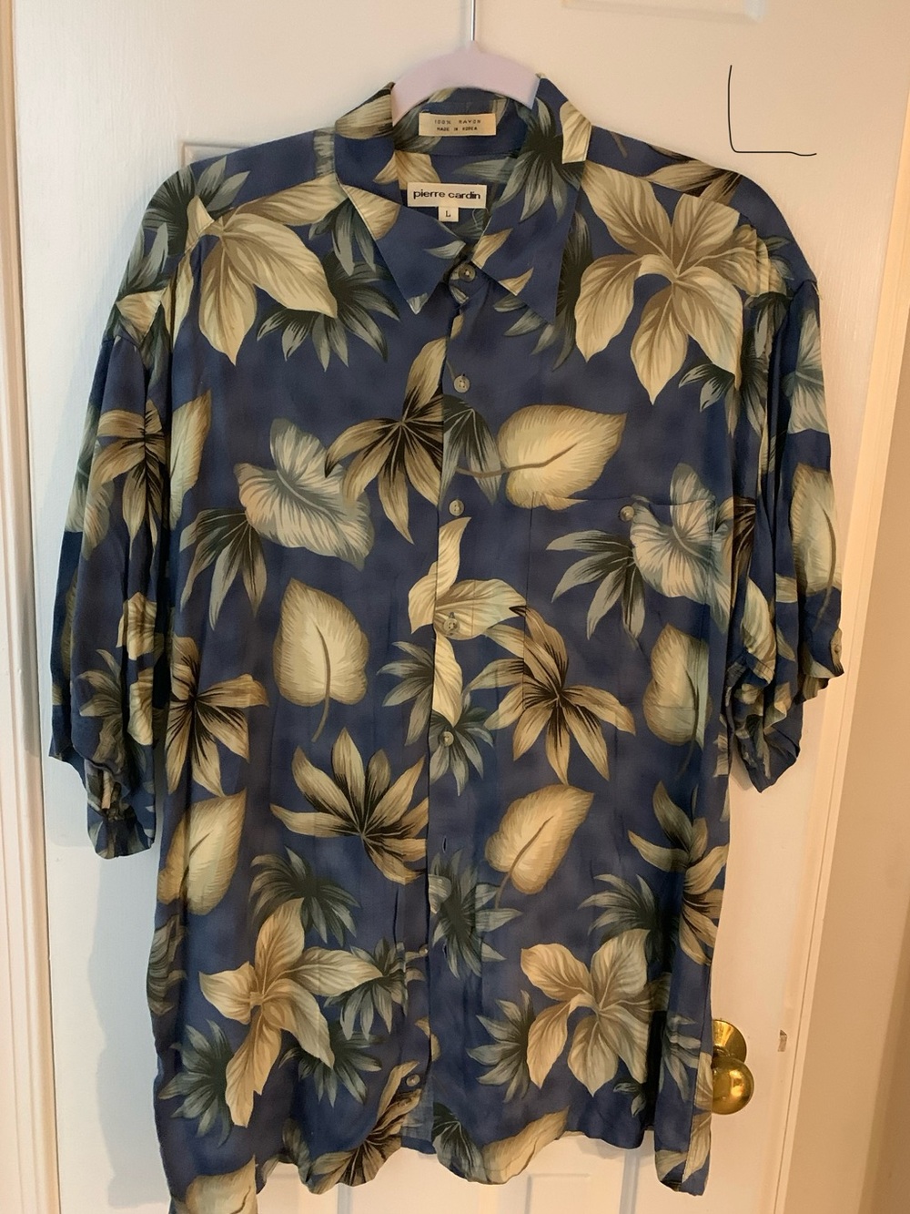 Pierre Cardin Blue Floral Camp Collar Shirt